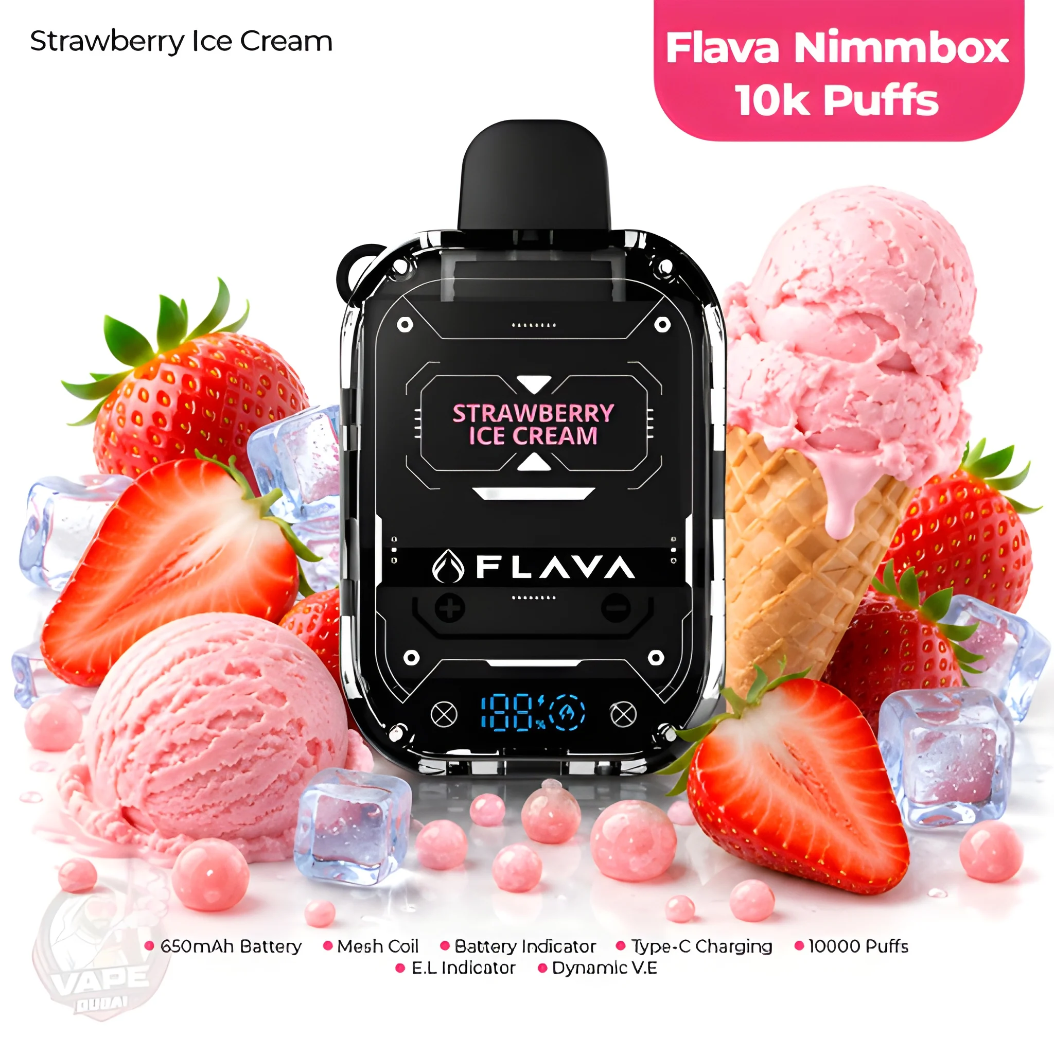 Flava Nimmbox 10000 Puffs Straeberry Ice cream