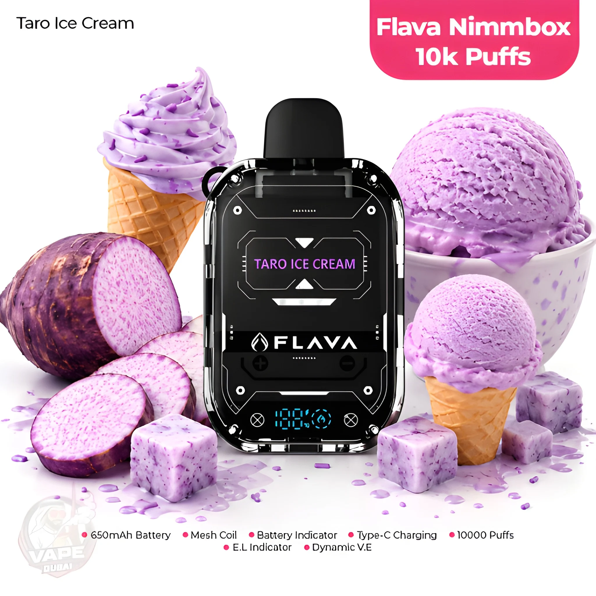 Flava Nimmbox 10000 Puffs Taro Ice Cream